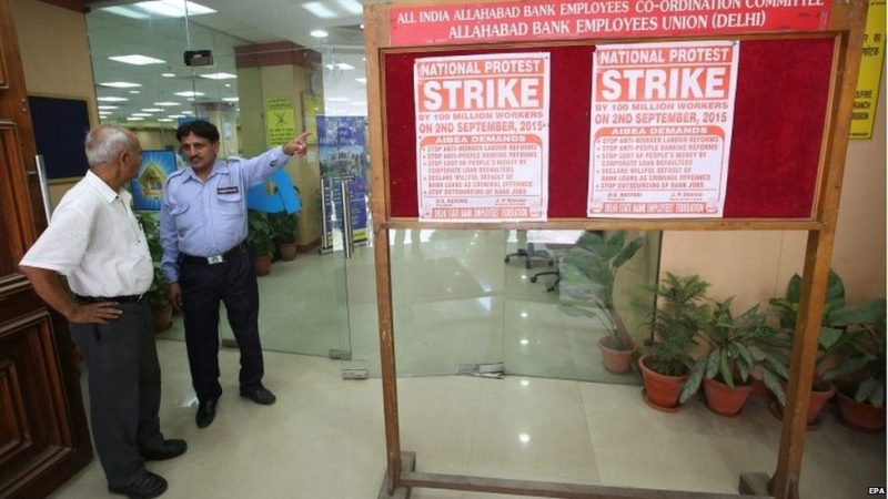 India workers’ strike hits transport services, banks